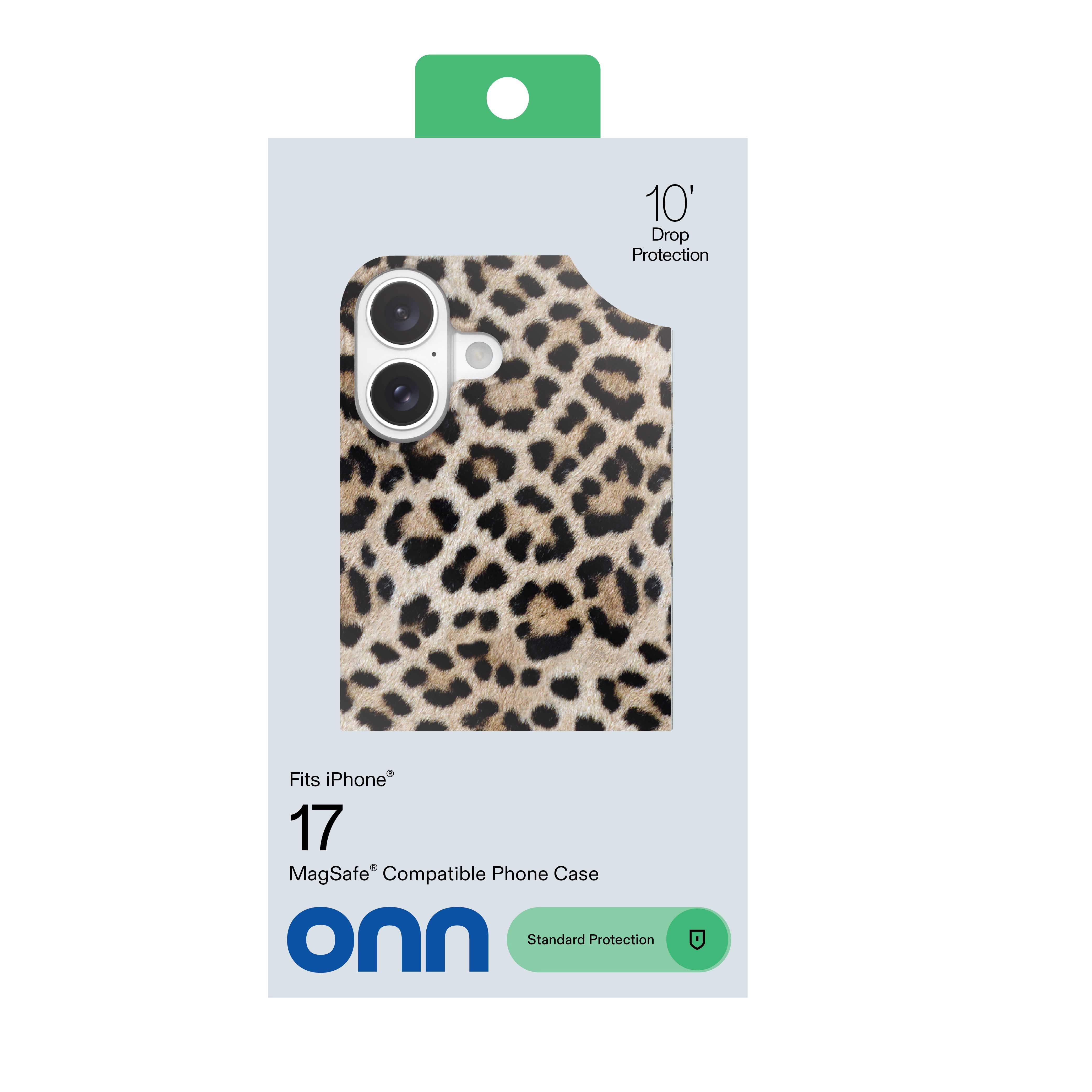 onn Phone Case for iPhone 17, MagSafe Compatible - Cheetah Print