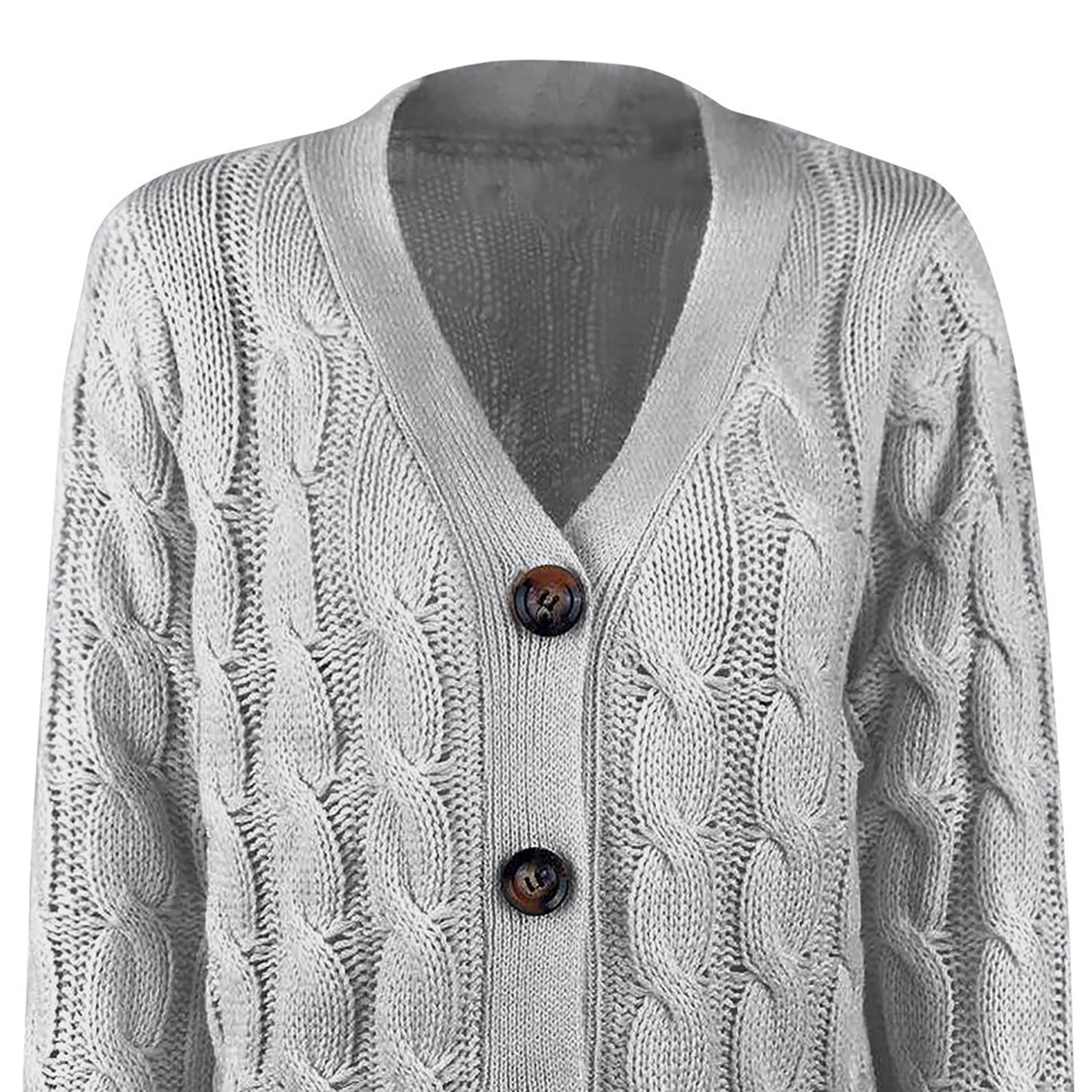 Jsaierl Women's 2024 Fall Long Sleeve Cable Knit Sweater Open Front Cardigan Button Loose Outerwear