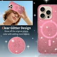 thumbnail image 2 of Designed For iPhone 16 Pro Phone Case,Crystal Glitter Bling Back,Compatible with Mag-Safe,Shockproof Sparkly Cute Women Girl Cover,Ultra Slim Anti-fall Drop Protection,Durable Phone Case,Pink, 2 of 7
