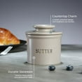 thumbnail image 4 of Butter Keeper Dish, French Ceramic Crock For Counter With Lid, Embossed Container, For Soft Butter, Home and Kitchen Decor, (Matte Speckled Grey), 4 of 7