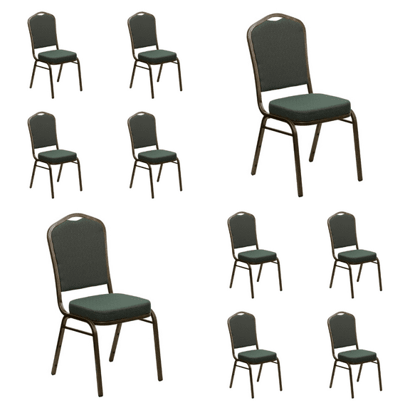 (10 PACK) Crown Back Banquet Dining Chair with Green Fabric - Commercial Quality Restaurant Chair