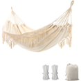 thumbnail image 1 of Hamaca de jardín con elegantes borlas, hamaca de macramé para 2 personas con bolsa de transporte para patio, exterior e interior, carga de 450 libras, 1 of 5