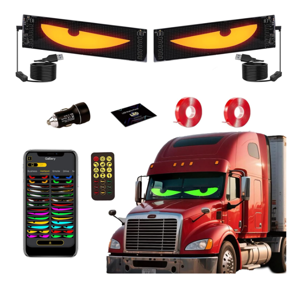 Demon Eye LED Strip Light, Suitable for Cars/Trucks/SUVs - 23.4“ x 4.7” Customizable Windshield Decoration with App Control, IP68 Waterproof, USB Powered - Christmas Halloween Various Holiday Decorat