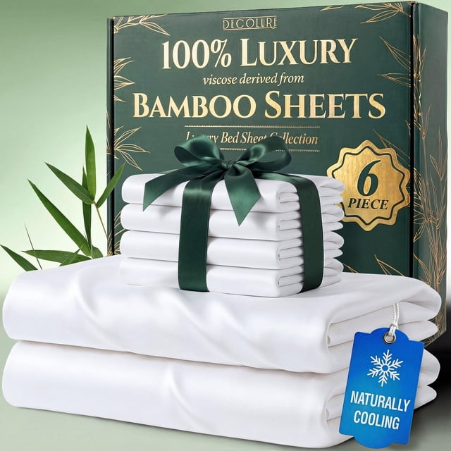 Juego de sábanas DECOLURE 100% viscosa derivado de Bamboo Queen