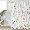 thumbnail image 2 of 54x78 Inch Shower Curtain Decorative Botanical Blossom Floral Bathtub Bath Curtains Fabric Waterproof Bathroom Decor Spring Rustic Flowers Small Stall Shower Curtain Set with 12 Hooks, 2 of 6