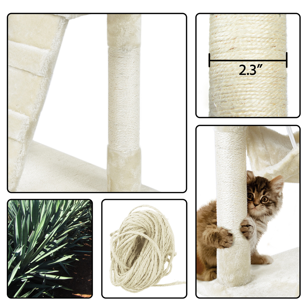 Easyfashion Cat Tree & Condo Scratching Post Tower, Beige, 52.2" - image 11 of 12