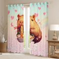 thumbnail image 2 of Erosebridal Cartoon Capybara Eat Ramen Curtains Pack of 2 (42x84 Each) For Kids,Spring Flowers Sakura Curtains Blackout For Boys Girls,Ultra Soft Home Decor, 2 of 6