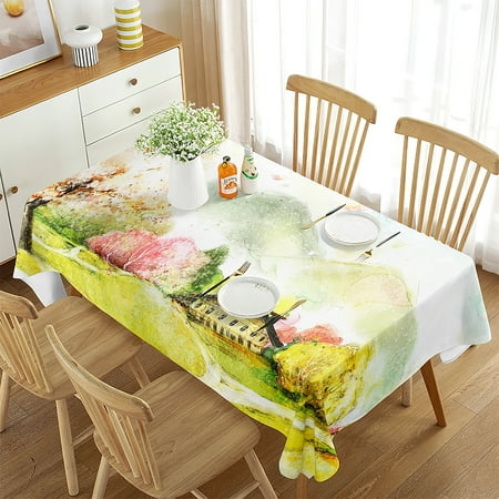 

3D Flowers Rose Tree Tablecloth Watercolor Art Drawing Rectangle Table Cover for Living Room Dining Room Coffee Table r