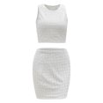 thumbnail image 6 of DHFJKG Womens 2 Piece Outfits Sleeveless Crew Neck Crop Tank Top Slim Fit Mini Bodycon Summer Sexy Skirt Sets Versatile Outfit, 6 of 7