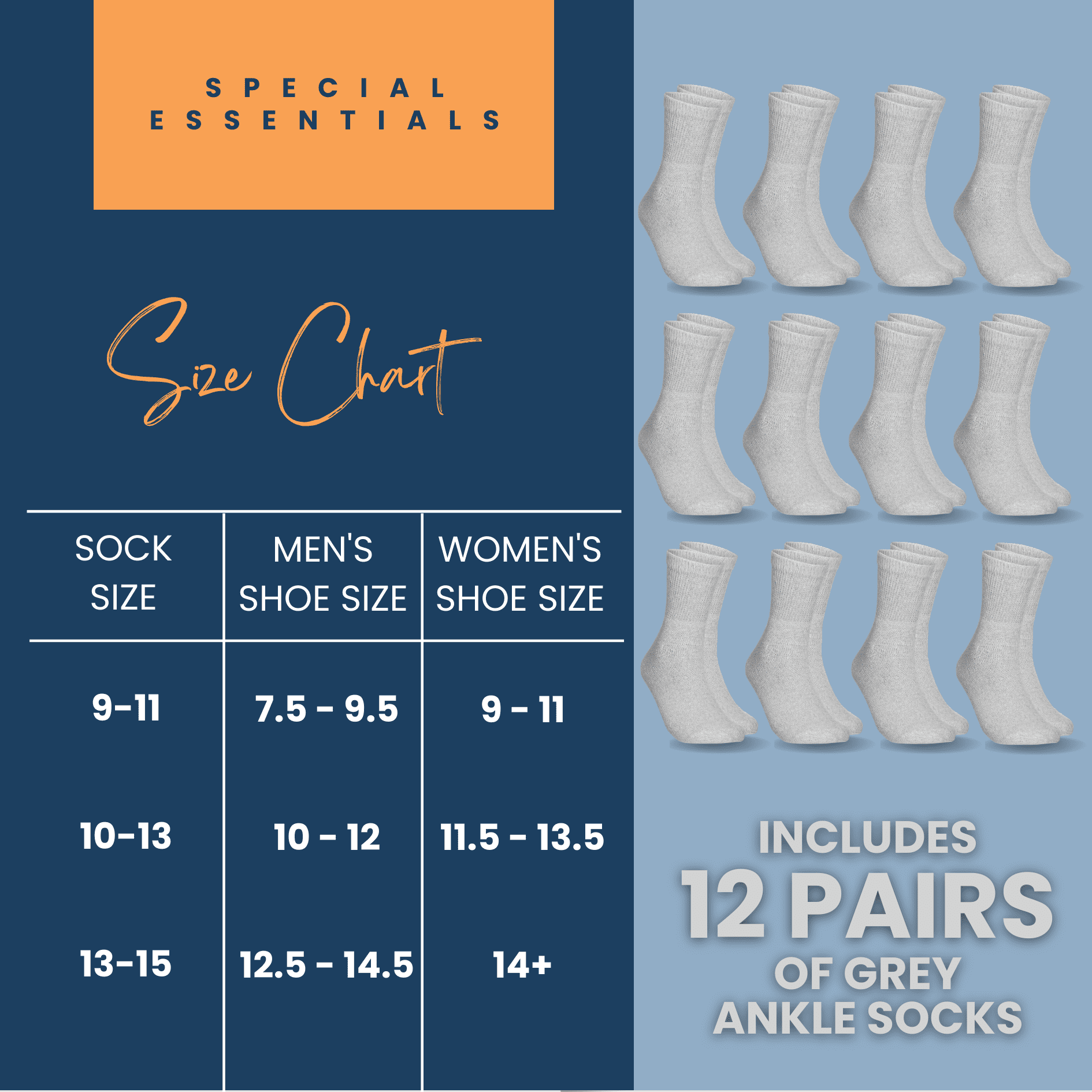 Special Essentials Diabetic Socks Ankle for Men & Women – 12 Pairs of Non-Binding Moisture-Wicking Neuropathy Socks
