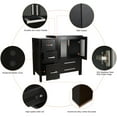 thumbnail image 5 of Eclife 36"W x 20"D x 32"H Black Bathroom Vanity Sink Combo White Rectangle Ceramic Vessel Sink with Side Cabinet, Water Save Faucet & Solid Pop up Drain,Mirror, 5 of 14