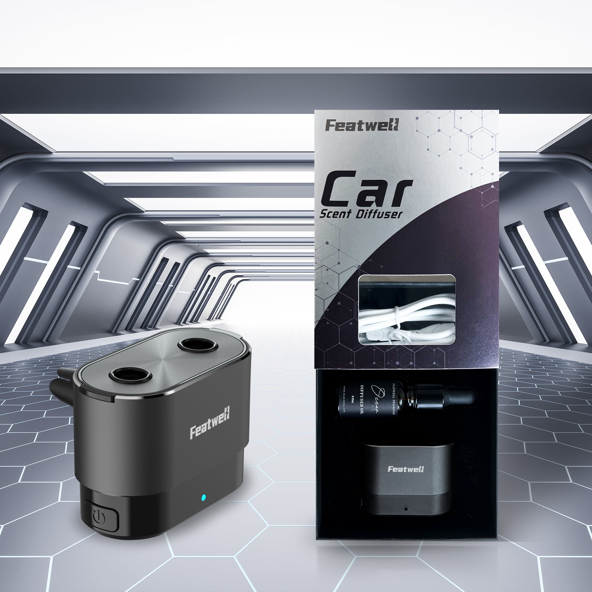 Car Air Freshener with 10ml Natural French Perfume, Three Adjustable Modes Smart Car Aroma Diffuser , Dual Spout Aroma Diffuser for Enhanced Focus, Rechargeable Car Air Freshener Diffuser.
