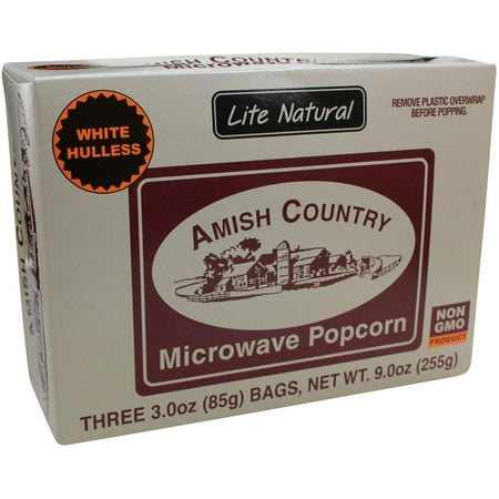 Amish Country Popcorn - Lite Natural (3 Microwave Popcorn Bags) - All Natural, Gluten Free, and Non (Best Way To Microwave Corn On The Cob)
