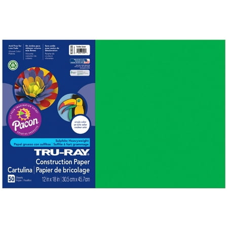 Tru-Ray Sulphite Construction Paper, 12 x 18 Inches, Festive Green, 50 Sheets