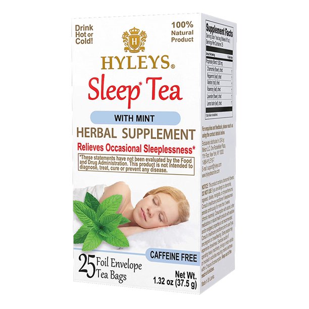 Hyleys Sleep Tea Mint Herbal Tea 25 Tea Bags Caffeine Free Non Gmo Gluten Free Sugar Free 100 Natural Walmart Com Walmart Com