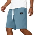 thumbnail image 6 of ADSSDQ Mens Shorts Summer Casual Waffle Knit Drawstring Elastic Waist Comfy Shorts with Pockets Beach Vacation Light Blue 3XL, 6 of 7