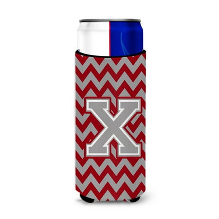 

Carolines Treasures CJ1043-XMUK Letter X Chevron Crimson and Grey Ultra Beverage Insulators for slim cans Slim Can