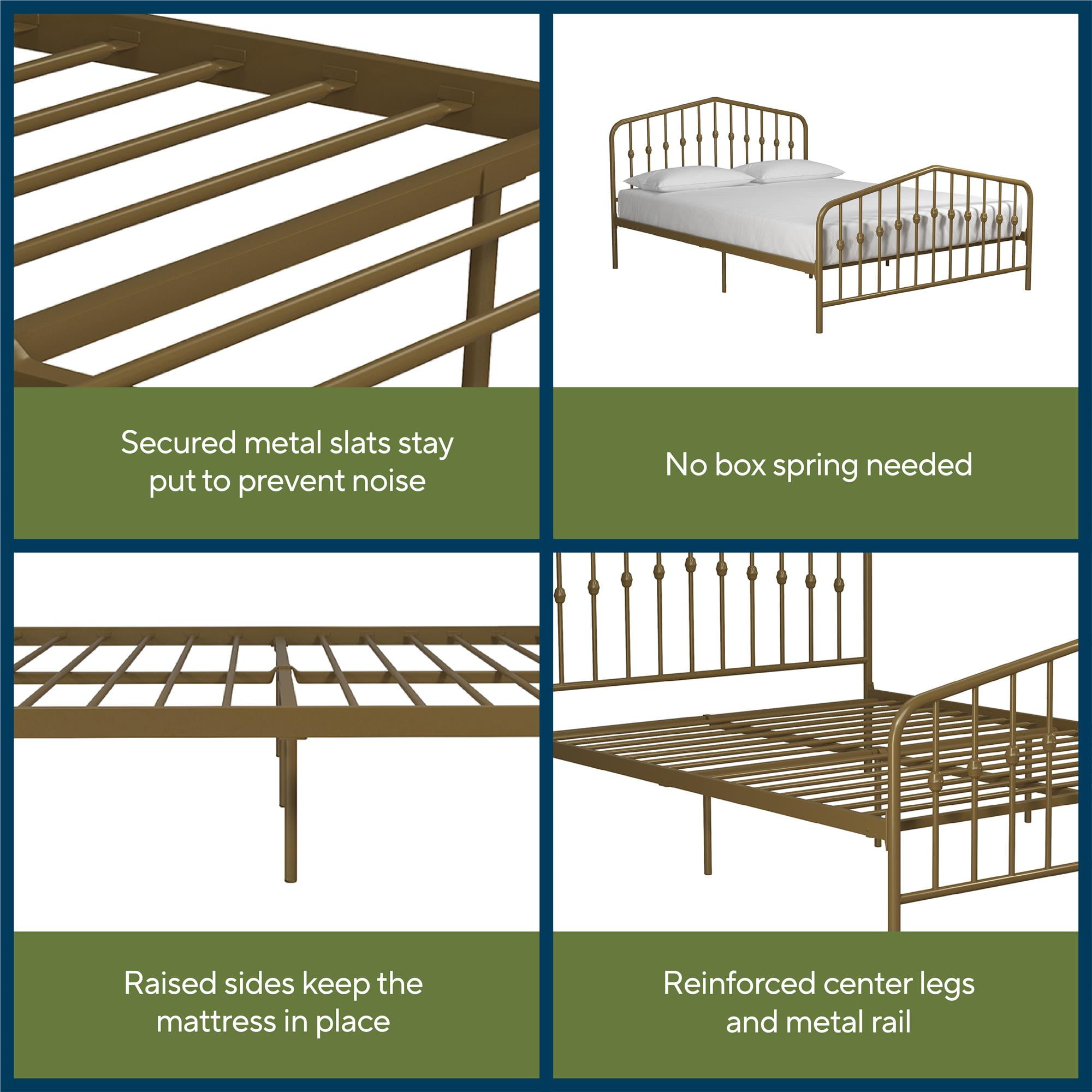 Novogratz Bushwick Metal Bed, Full, Gold