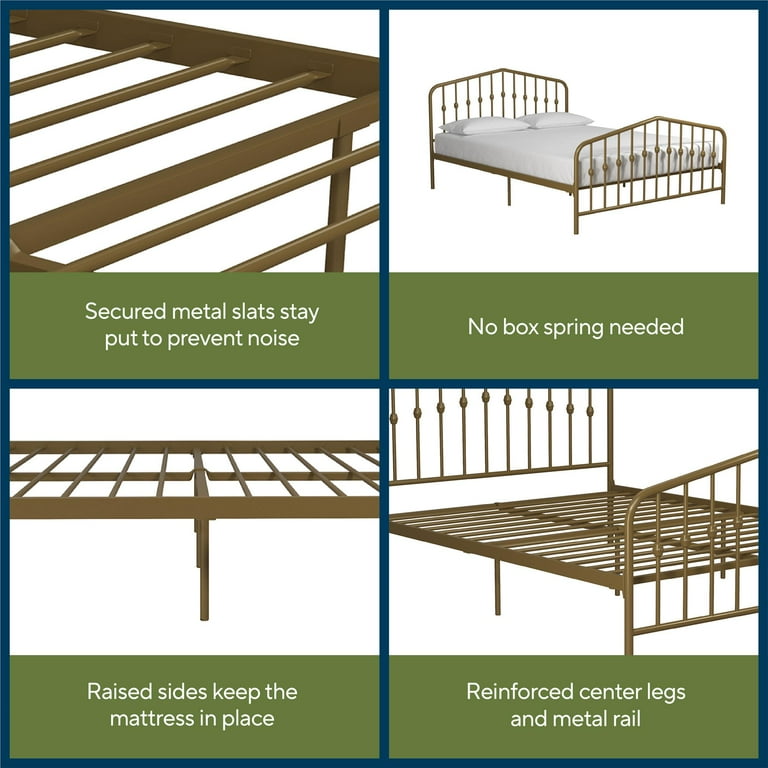 Novogratz Bushwick Metal Bed, Full, Gold - Walmart.com