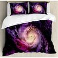 thumbnail image 3 of Galaxy Duvet Cover Set, Purple Nebula Cloudy Stardust Cluster Digital Print of a Galaxy in Space Image, Decorative 2 Piece Bedding Set with 1 Pillow Shams, Twin Size, Black Purple, by Ambesonne, 3 of 3