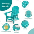 thumbnail image 4 of Gymax 2PCS Folding Adirondack Chair HDPE Patio Lounge Chair w/ Retractable Ottoman Turquoise, 4 of 6