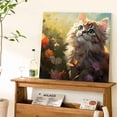 thumbnail image 3 of Cat in the Flowers 8×8 Inch DIY Digital Oil Painting – Canvas Art Kit (Easel Not Included), 3 of 8