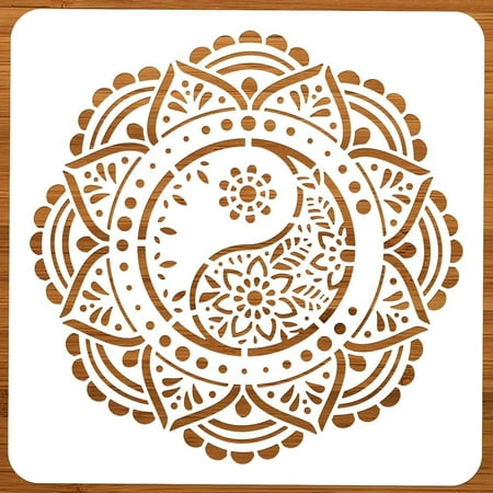 Tai Ji Painting Stencil 11.81x11.81 Inch Reusable Craft Stencils Hollow Out Drawing Painting Template for Painting on Wood Fabric Paper Walls Canvas Furniture