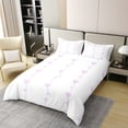 thumbnail image 2 of Ensemble de Literie avec Nœud Taille Simple, Lignes Violettes Housse de Couette 100 % Coton 2 Pcs, Déco Enfants Ados, Housse de Couette 3D Nœud Papillon Blanche Moderne Douce Réversible, 1 Taie d'Oreiller (Sans Couette), 2 of 6