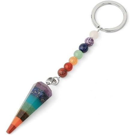 7 Chakra Natural Stone Keychain,Yoga Healing Key Chain Energy