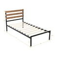 thumbnail image 3 of Costway Lit Plateforme en Métal Format Simple Base de Matelas Tête de Lit en Bois, 3 of 9