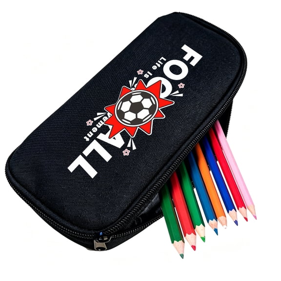 Football Sports Printed Pencil Case Durable Oxford Large Capacity Zipper Pen Pouch for Stationery