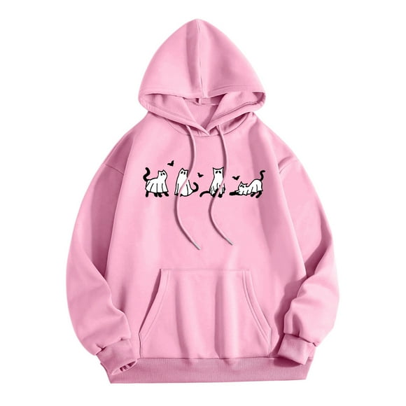 EHQJNJ Oversized Hoodies for Women Trendy Winter Coat Women's Casual Crew Neck Pocket Print Hoodie Womens Hooded Sweatshirts Pullover Sheep Fleece Hoodie Women Pullover