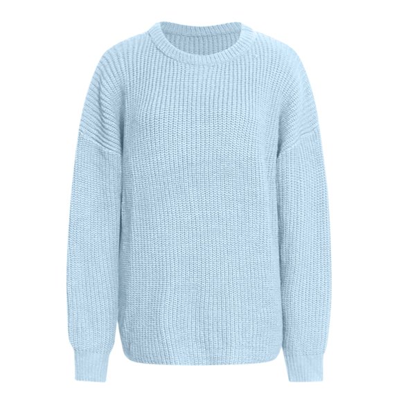 Women Sweater Solid Slouchy Loose Casual Crew Neck Long Sleeve Tops Fall Winter Pullover Blouse Daily Wear