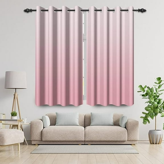 Pink Ombre Bedroom Curtains Blackout Curtains Room Darkening Thermal Insulated Window Drapes For Living Room 26"W x 45"L (Pack of 2)