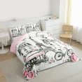thumbnail image 3 of Castle Fairy Romantic Eiffel Tower Bedding Comforter Set 2pcs for Boys Girls,Happy Valentine's Day Twin Comforter Sets Microfiber,Chic Floral Flower Rose Breathable Bedding Set,Luxury Bedroom Decor, 3 of 8
