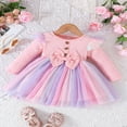 thumbnail image 3 of Bébé Fille Robe de Soirée Volants Tulle à Manches Longues A-Ligne Princesse Robes, 3 of 8