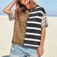 thumbnail image 4 of Generic Womens Summer Striped Shirts Casual Color Block Short Sleeve Tops Loose Fit Crew Neck Tees, 4 of 7