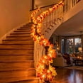 thumbnail image 4 of Yakvarog 6.6ft LED Fall Garland with Lights, Realistic Autumn Maple Leaves Garland Battery Operated for Thanksgiving Halloween Decor, Doorway Stair Railing, Indoor Outdoor, 4 of 7