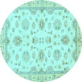thumbnail image 1 of Ahgly Company Indoor Round Oriental Light Blue Traditional Area Rugs, 4' Round, 1 of 4