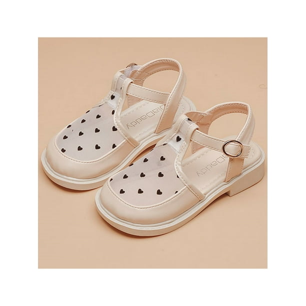 LUXUR Girl s Dress Sandal Beach Princess Shoes Summer Flat Sandals T Strap Kids White 11C