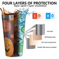 thumbnail image 3 of 16oz Tumblers Halloween Jack Lanterns Variety Pattern Stainless Steel Vacuum Insulated Double Wall Travel Tumbler Cups Mug with Lid and Straw,Cleaning Brush for Coffee,Tea, 3 of 4