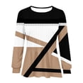 thumbnail image 4 of miqiqism Women's Colorblock Tunic Tops Fall Trendy Round Neck Blouses Juniors Comfy Long Sleeve Tunic Tee Shirts Casual Loose Printed Pullover Blouses,Brown,Small, 4 of 5