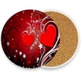 thumbnail image 2 of Valentine Red Heart Coaster, Drinks Round Absorbent Stone Set with Ceramic Stone and Cork Base, Tabletop Protection Mats and Cups Place for 4PCS Home Decor, 2 of 6