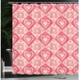thumbnail image 3 of Ambesonne Pink Shower Curtain, Geometric Funky Hearts Pattern, 69"Wx70"L, Dark Coral Pale Salmon, 3 of 4