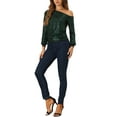 thumbnail image 2 of INSPIRE CHIC Off Shoulder Sequins Tops for Women's Long Sleeves Disco Party Sparkle Glitter Top M Green, 2 of 6