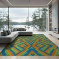 thumbnail image 2 of ODIKA 8'x10' Washable Area Rug Durable, Non-Slip Geometric Retro Abstract Prism Bold Vibrant Mid Century Striped Playful for Living Room, Under Sectional, Family, 2 of 7