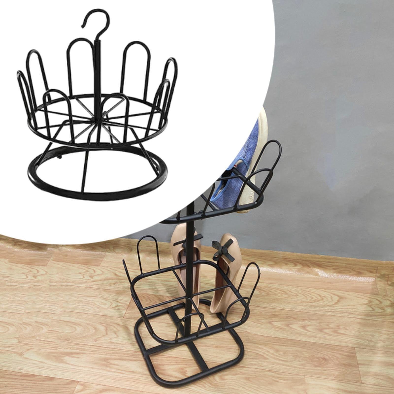perfk Revolving Shoe Rack Modern Metal Shoe Tree Rack for Apartment Farmhouse Dorm Black 1 Tier