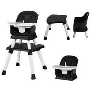 Kinder King 5 in 1 Baby High Chair, Coverts to Dining Booster Seat/Kids Table & Chair Set/Toddler Building Block Table/Kids Stool, Black