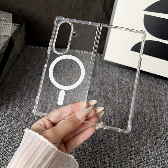 Decase for Samsung Galaxy Z Fold 7 Mag-Safe Case with Hinge Protection,Compatible with Mag-safe, Clear Phone Protection Cover for Galaxy Z Fold 7,Shockproof Anti-Scratch Hard PC Magnetic Case,Clear