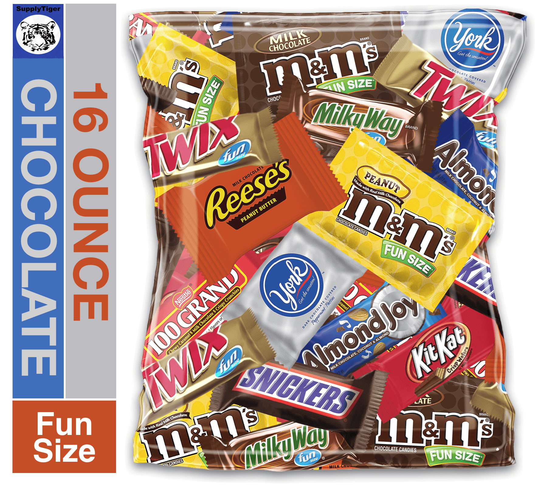 (16 Ounce) Variety Assortment Mix Bulk Pack Chocolate M&M's, Snickers ...